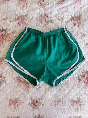 Nike Women's Tempo Emerald Green Athletic Shorts with White Trim